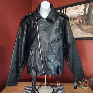 Leather Motorcycle Riding Jacket & By M Collection Men's Size Large NWT